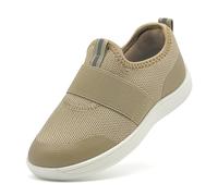 maxvinci Kids Slip On Shoes Boys Girls Mesh Breathable Trainers Barefoot Sneakers Walking Shoes with Elastic Band for Toddler/Little Kid/Big Kid(Khaki 193)