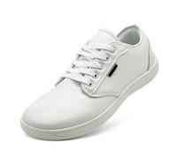 maxvinci Wide Barefoot Shoes for Women Men PU Leather Fashion Trainers Walking Shoes Lightweight Minimalist Fitness Sneakers with Zero Drop Sole(White 273)