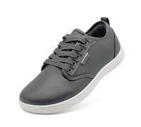 maxvinci Wide Barefoot Shoes for Women Men PU Leather Fashion Trainers Walking Shoes Lightweight Minimalist Fitness Sneakers with Zero Drop Sole(Grey 273)