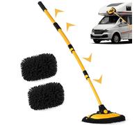 MAXVINI 144 cm Car Wash Brush, Cleaning Brush with Telescopic Handle, 15° Arc Car Wash Brush with Long Handle, Microfibre Chenille Car Washing Mop Cleaning Brush for Car, Truck, Caravan, Motorhome