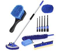 MAXVINI 63"Car Wash Brush with Long Handle, 10PCS Car Cleaning Kit, Microfibre Mop with Mittens, Wheel Cleaning Brush, Window Squeegee, Car Detailing Brushes, Towels for Washing Cars Truck SUV RV