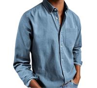 Maxwell Carter Alvin Premium Casual Shirt Men's Casual Long Sleeve Denim Shirt - Button Up Western Style Work for Everyday Wear
