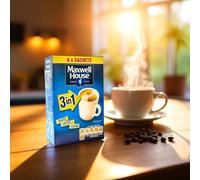 Maxwell House 3 in 1 Instant Coffee with Sugar 8 Sachets x 11g Smooth & Creamy Coffee Mix for Quick & Easy Preparation Pack of 12