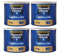 Maxwell House Cappuccino Instant Coffee 1kg Tin (Pack of 4, Total 4000 grams)
