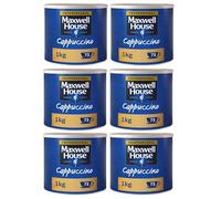 Maxwell House Cappuccino Instant Coffee 1kg Tin (Pack of 6, Total 6000 grams)