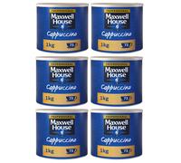 Maxwell House Cappuccino Instant Coffee 1kg Tin (Pack of 6, Total 6000 grams)