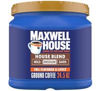Maxwell House Medium House Blend Ground Coffee (24.5 oz Container) | Full-Flavored & Lively Medium Roast Coffee, Smooth & Delicious, Rich Aroma, Roasted in the USA Since 1892, Certified Kosher