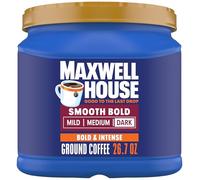 Maxwell House Smooth Bold Ground Coffee (26.7 oz Container) | Strong & Full-Bodied Dark Roast Coffee, Smooth, Rich Aroma, Roasted in the USA Since 1892, Certified Kosher