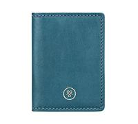 Maxwell Scott - Luxury Leather Travel ID Card Holder Wallet for Men/Women - Made in Italy - The Vallata Nappa Petrol Blue
