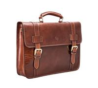 Maxwell Scott - Mens Classic Luxury Leather Briefcase Bag with Strap for Twin Shoulder - The Micheli - Chestnut Tan