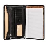 Maxwell Scott - Mens Luxury Italian Leather US Legal Size Document Portfolio Folder with 3-Sided YKK Zip - The Vasto Black