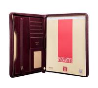 Maxwell Scott - Mens Luxury Leather Zipped Business Folder Portfolio for Office Meetings - Made in Italy - The Dimaro Burgundy Red