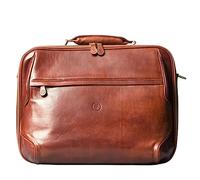 Maxwell Scott - Personalized Mens Luxury Large Leather Bag for Up To 17" Laptop with 3 Sided Zip - The Volterra Chestnut Tan