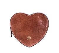 Maxwell Scott - Personalized Womens Luxury Leather Large Heart-Shaped Coin Wallet Holder Pouch - The MirabellaL Chestnut Tan