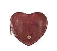 Maxwell Scott - Womens Luxury Leather Large Heart-Shaped Coin Card Wallet Holder Pouch - The MirabellaL Burgundy Red