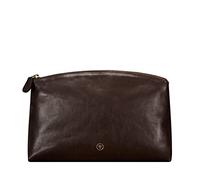 Maxwell Scott - Womens Luxury Leather Large Makeup Cosmetic Bag - Handmade from Italian Hides - The Chia Large Dark Brown