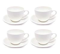 Maxwell & Williams 5245564 Cashmere Tea Cup and Saucer Set, Fine Bone China, White, 230 ml, Set of 4 Tea Cups and 4 Saucers