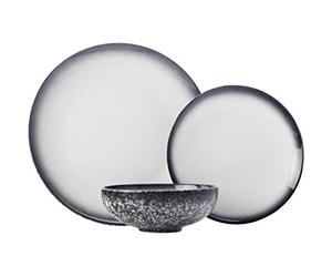 Maxwell & Williams Caviar Granite 12 Piece Dinner Set, Gift Boxed, Porcelain, Black, Service for 4