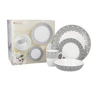 Harlequin Coupe 16 Piece Black Edged Dinner Set Dishwasher Safe Service for 4 Maxwell & Williams White One Size