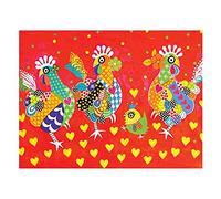 Maxwell & Williams Love Hearts Animal Printed Tea Towel with Chicken Dance Design, 1% Cotton, Red, 5 x 7 cm