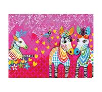 Maxwell & Williams Love Hearts Animal Printed Tea Towel with Zig Zag Zeb Design, 1% Cotton, Pink, 5 x 7 cm
