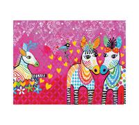 Maxwell & Williams Love Hearts Animal Printed Tea Towel with Zig Zag Zeb Design, 1% Cotton, Pink, 5 x 7 cm