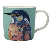 Maxwell & Williams Pete Cromer Coffee Cup / Tea Mug with 'Azure Kingfisher' Design, Porcelain, Turquoise, 375 ml