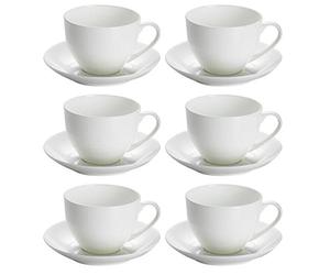 Maxwell & Williams Set of 6 Cashmere Cups with Saucers 230 ml White Round