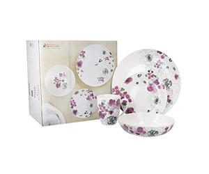 Maxwell & Williams Viola 16 Piece Dinner Set in Gift Box, Porcelain, White, Service for 4