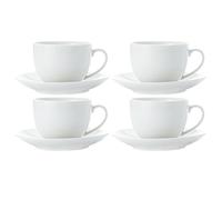 Maxwell & Williams White Basics Tea Cup and Saucer Set, Porcelain, White, 200 ml, Set of 4