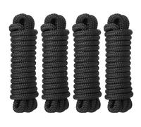 MaxWorks 51001 Marine Grade Double Braided Nylon Dock Line 4 Pack 1/2 inch x 15 ft 12 inch Spliced Eye Heavy Duty Boat Mooring Rope for Docking Black UV Weather Resistant Professional Finish Boat