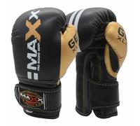Maxx 2lines Kids Junior Boxing Gloves Sparring Glove Competition Training and Fighting glove pad MMA UFC gym in door (Black Gold, 8oz Glove)