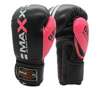 Maxx 2lines Kids Junior Boxing Gloves Sparring Glove Competition Training and Fighting glove pad MMA UFC gym in door (Black Pink, 8oz Glove)