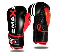 Maxx 2lines Kids Junior Boxing Gloves Sparring Glove Competition Training and Fighting glove pad MMA UFC gym in door (Black Red, 8oz Glove)
