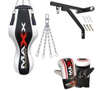 Maxx 3ft heavy filled Angle punch Bag, boxing uppercut bag 12pcs PUNCHING BAG SET+ FREE CHAIN (BAG WITH BRACKET & MITTS)