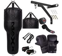 MAXX 4FT Angled Uppercut Heavy Punch Bag (Filled) - Boxing Body Bag for Uppercuts & Hooks, Durable Rexine Leather, Approx. 25kg, Zip-Top Adjustable Filling