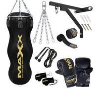 Maxx 4FT Triple BAG Black Gold body bag uppercut bag punch bag, angled boxing bag punching bag set+ free chain (10PCs SET WITH BRACKET)