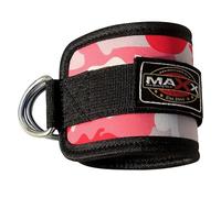 Maxx Ankle Straps for Cable Machines -12 x 4 Neoprene Padded Adjustable Gym Cuffs with Dual D-Rings - for Glutes, Leg Kickbacks, and Hip Abduction Workouts - Men & Women (CAMO PINK, SINGLE)