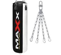 Maxx Black and White 3ft 4ft 5ft 6ft Filled Hanging Boxing Punch Bag Set Heavy Punching bag (Empty Bag +Chain, 4FT)