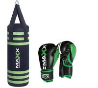 Maxx Black Green Kids Punch Bag set Boxing Junior punching bag Bracket Hook 6oz Or 8oz gloves - choose from given options (BAG ONLY, 8OZ GLOVES)