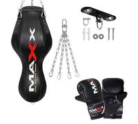 Maxx black title 3ft heavy filled Angle punch Bag, boxing uppercut bag 12pcs OR single item | punching bag set+ FREE CHAIN (BAG WITH CEILING HOOK & MITTS)