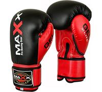 MAXX Boxing Gloves Men Women Adult Sizes With Adjustable Strap Best for Boxings Mma Training Equipment, Training Gloves for Ladies, Girl and Punching, Sparring for Muay Thai (8OZ, Black Red)