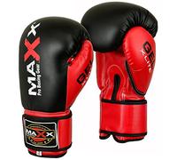 MAXX Boxing Gloves Men Women Adult Sizes With Adjustable Strap Best for Boxings Mma Training Equipment, Training Gloves for Ladies, Girl and Punching, Sparring for Muay Thai (Black Red, 14OZ)