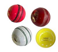 MAXX Cricket Ball 5 1/2 Oz Cricket Balls Red & White Hand Stitched Leather Hard Ball (1 Ball, White)