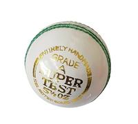 MAXX Cricket Ball 5 1/2 Oz Cricket Balls Red & White Hand Stitched Leather Hard Ball (6 Balls, White)