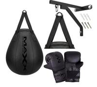 MAXX Heavy Filled Wrecking Ball Punch Bag Set, Black - Rexion Synthetic Leather, Approx. 25 kg, Zip Top Adjustable Filling, Chains Included - Wall Bracket, Ceiling Hook or 10-Piece Kit Options