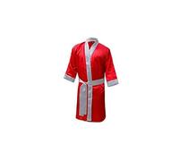 Maxx® MEN HOODED SATIN BOXING ROBE MUAY THAI BOXING KICK BOXING MMA UFC BOXING v (M, Red Silver)