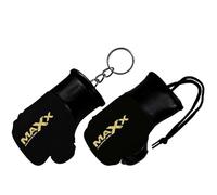 Maxx Mini Boxing Gloves & Key Ring - a fun MMA novelty gift for fans! Perfect for hanging in your car or attaching to your keys. (Black Golden Print, Key Ring Gloves Only)