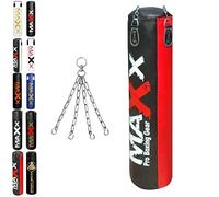 MAXX Multi Punchbags With Free Chain. Sizes 6FT, 5FT, 4FT, 3FT. (BLACK RED, 4FT)