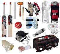 Maxx Premium Cricket Gear Set for Local Players, English Willow Bat, 2.8-2.16 lbs, With Kit Bag Mallet and Cone Included (13PCS SET RIGHT HAND WITH WHEEL BAG, 2.7LB)